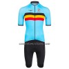Completo Maglia + Pantaloncino con bretelle 2023 Nazionale Belgio Manica Corta Azzurro